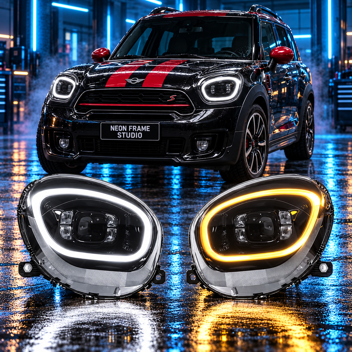 MINI Cooper Countryman 2007-2014 Aftermarket LED RGB Sequential Projector Head Lights