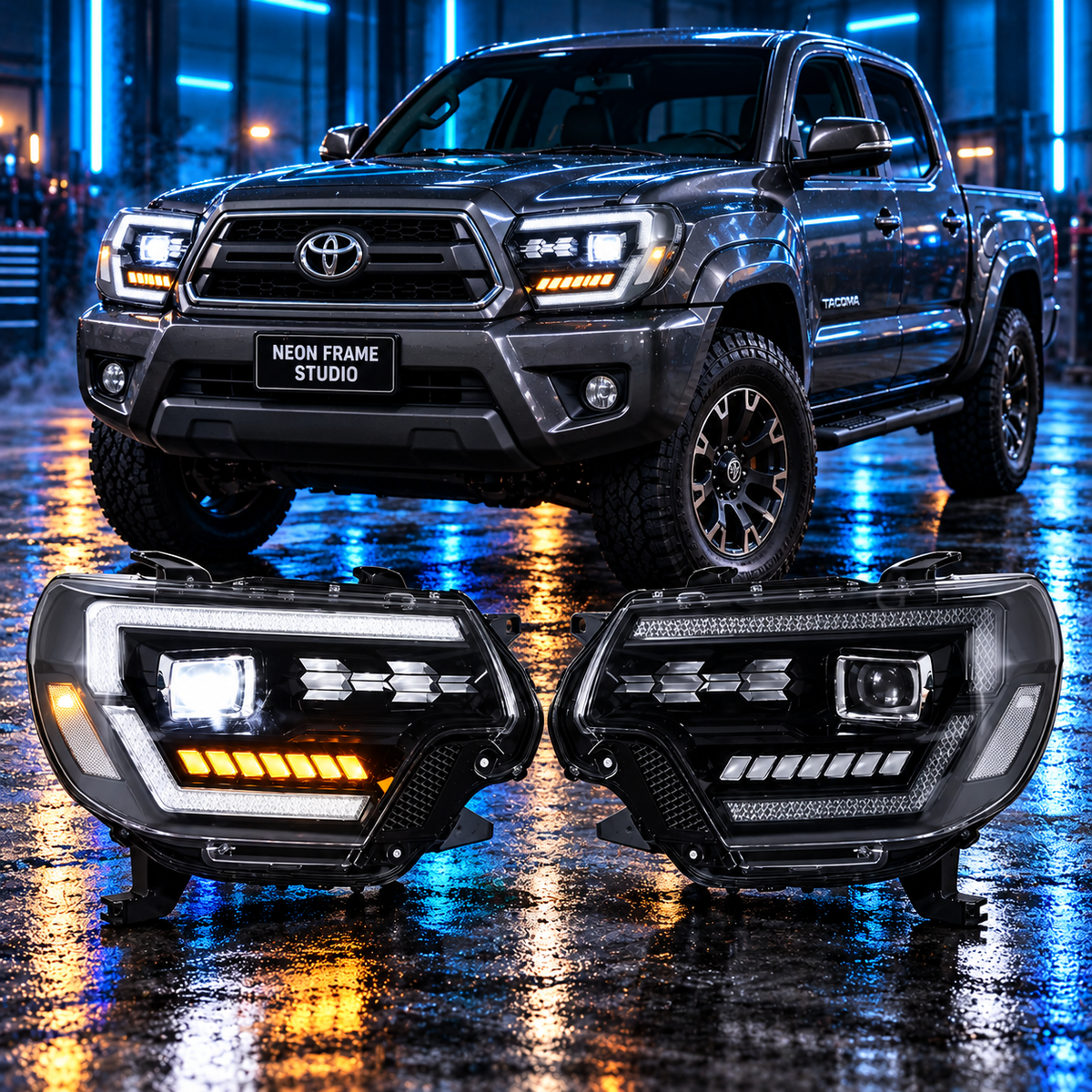 Toyota Tacoma 2005-2023 Aftermarket LED RGB Sequential Projector Head Lights