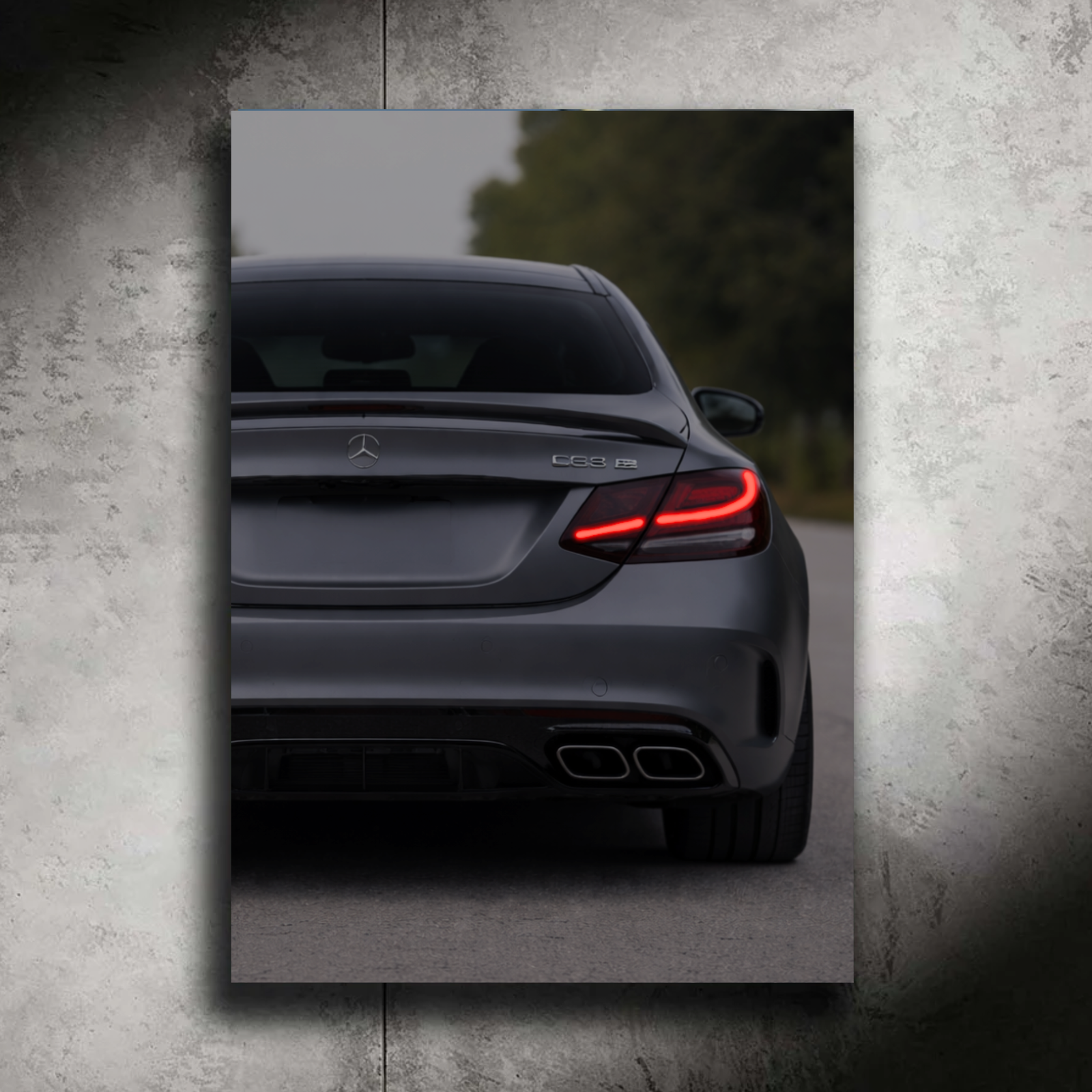 Mercedes-Benz C63 AMG LED Car Wall Art — Ready-Made Design (Silver)