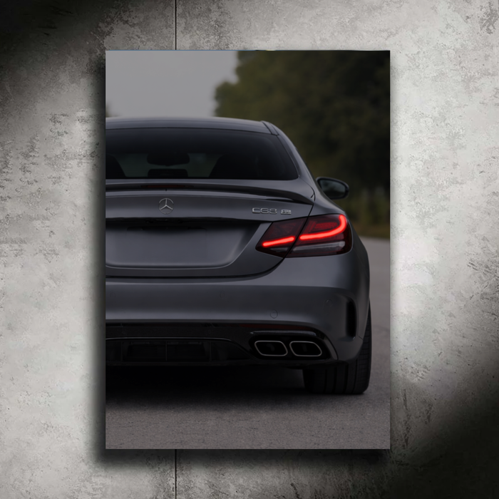 Mercedes-Benz C63 AMG LED Car Wall Art — Ready-Made Design (Silver)