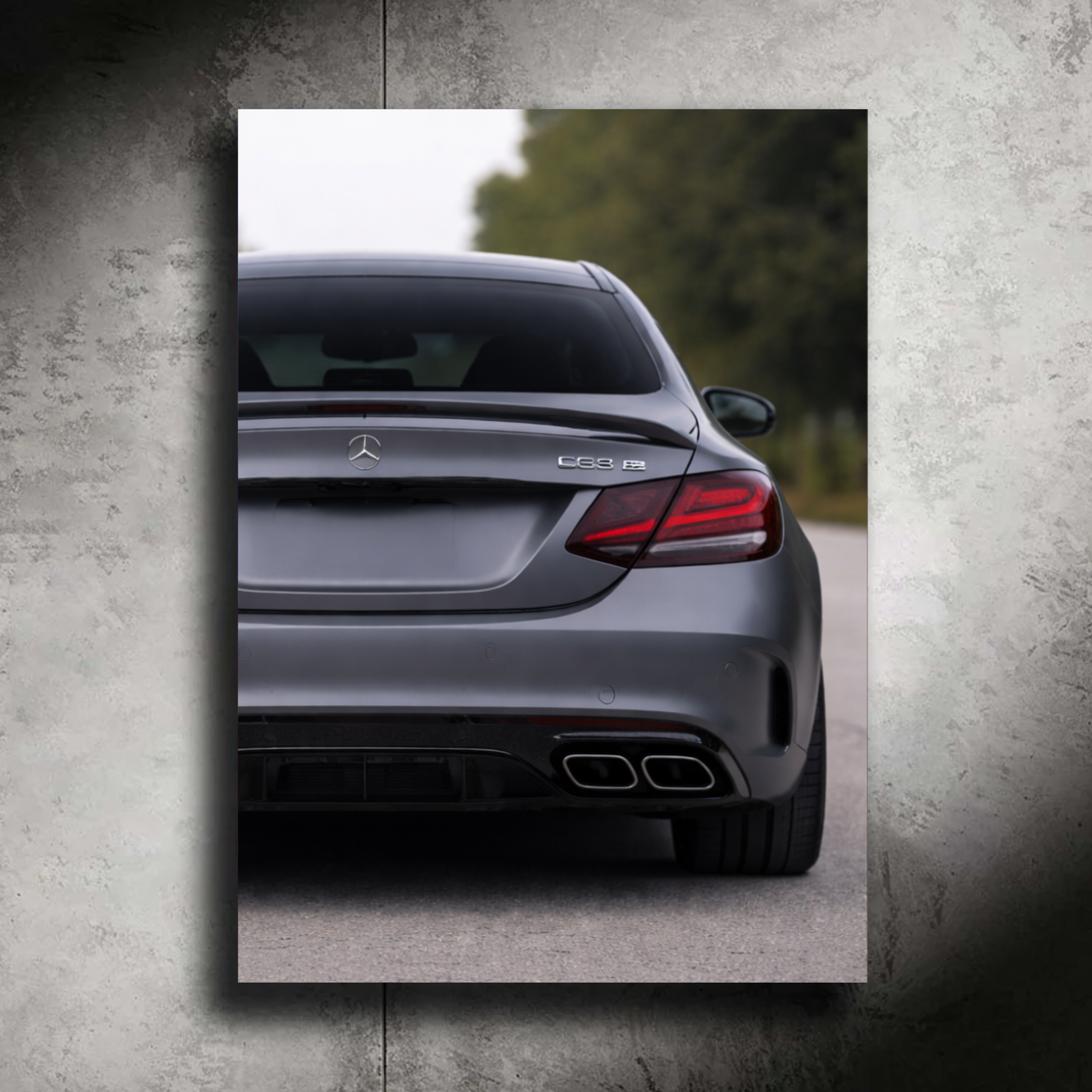 Mercedes-Benz C63 AMG LED Car Wall Art — Ready-Made Design (Silver)
