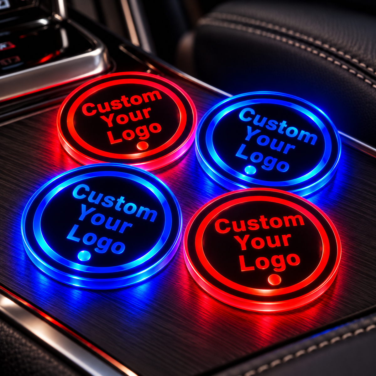 Custom LED RGB Car Cup Holders Coaster Insert Pucks
