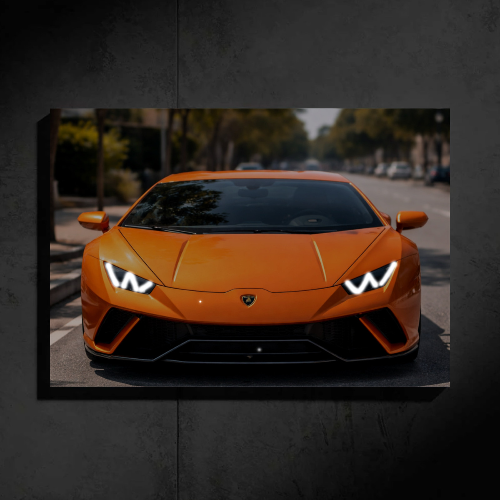 Lamborghini Huracan LED Car Wall Art — Ready-Made Design (Orange)