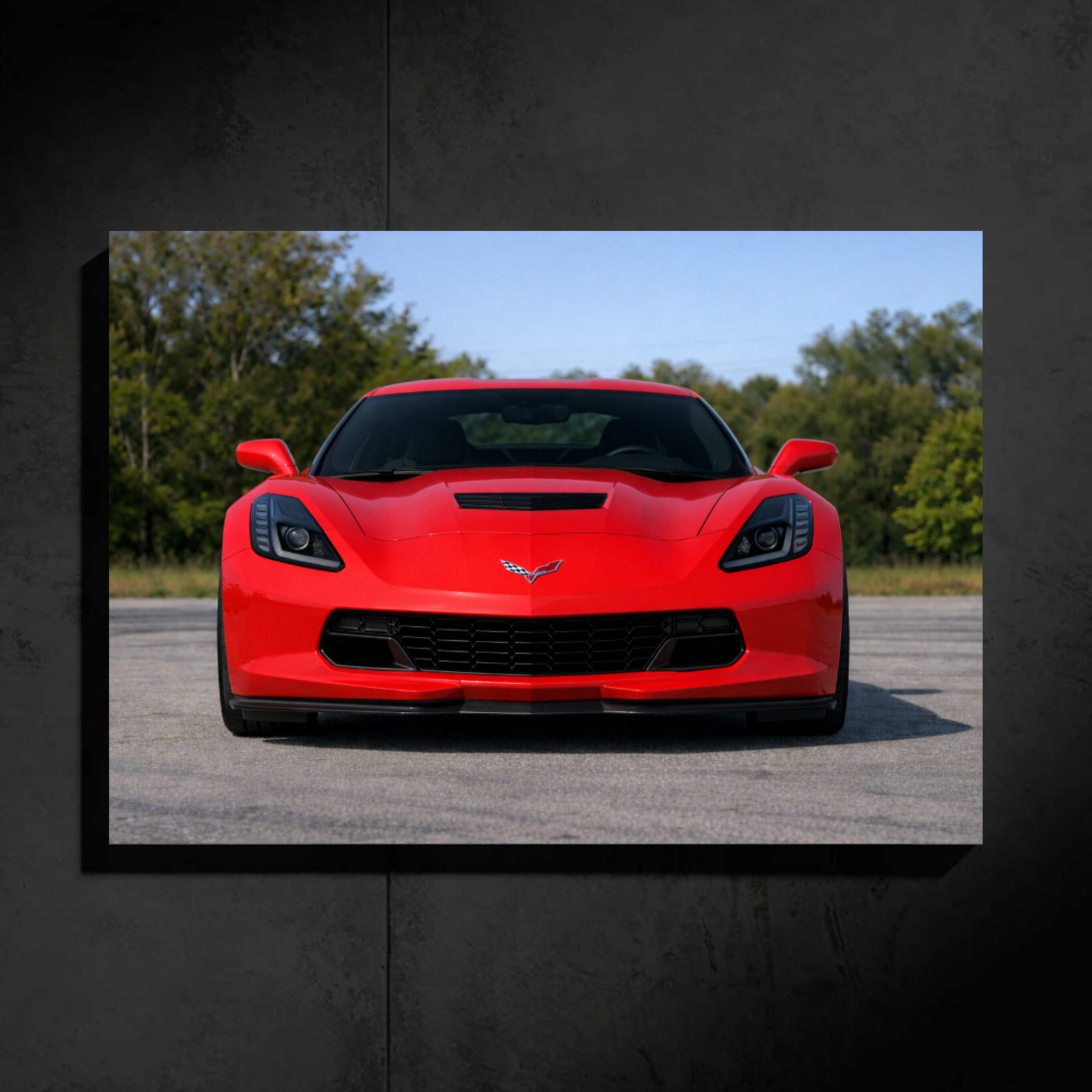 Chevrolet Corvette C7 LED Car Wall Art — Ready-Made Design (Red)