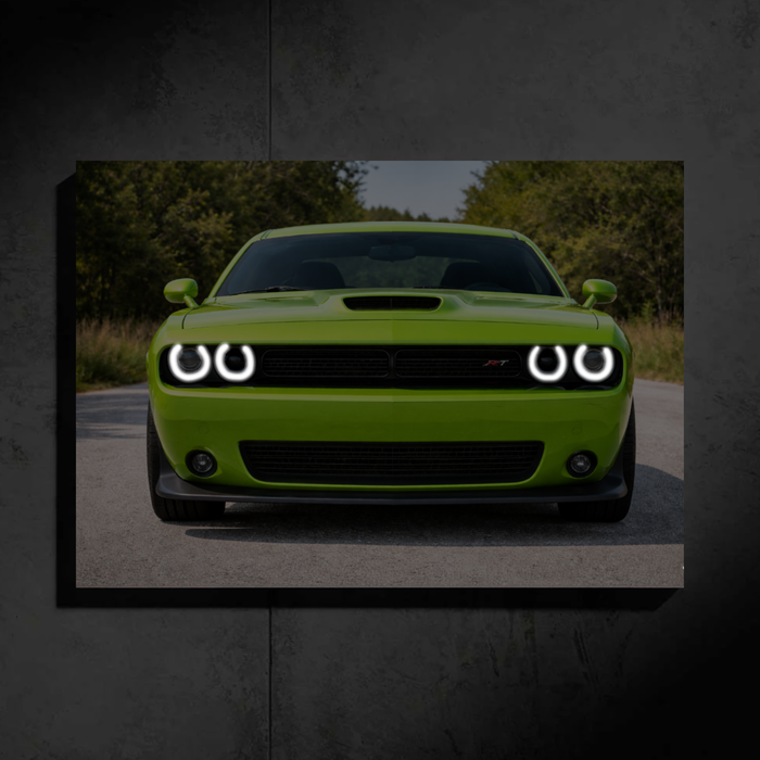 Dodge Charger LED Car Wall Art — Ready-Made Design (Lime Green)