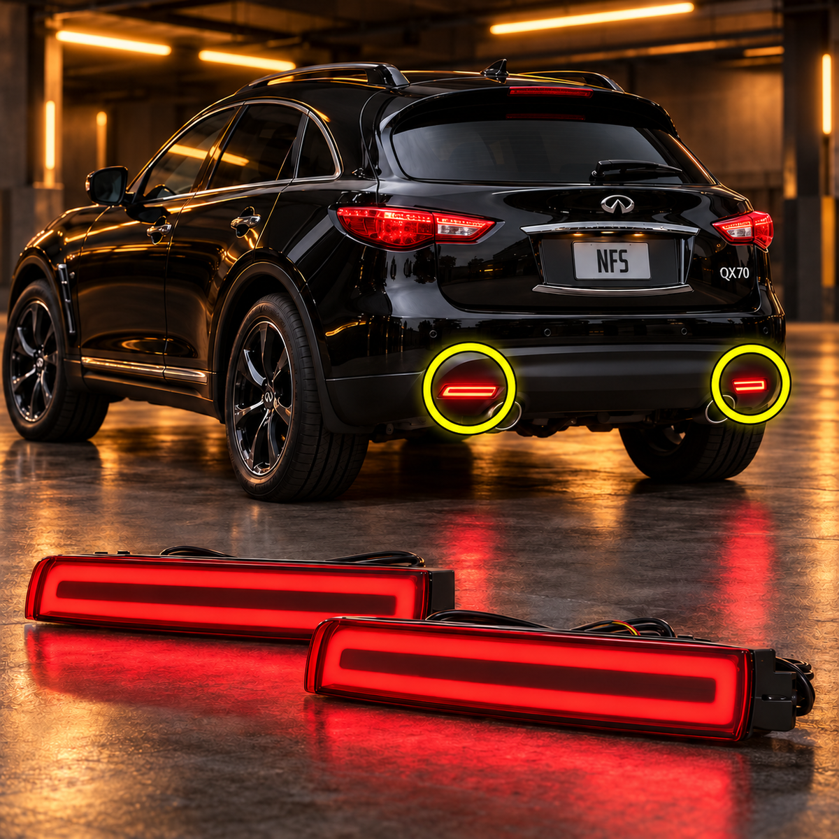 Infiniti QX70 FX35 FX50 2009-2019 Aftermarket LED Smoked Tail light Reflectors