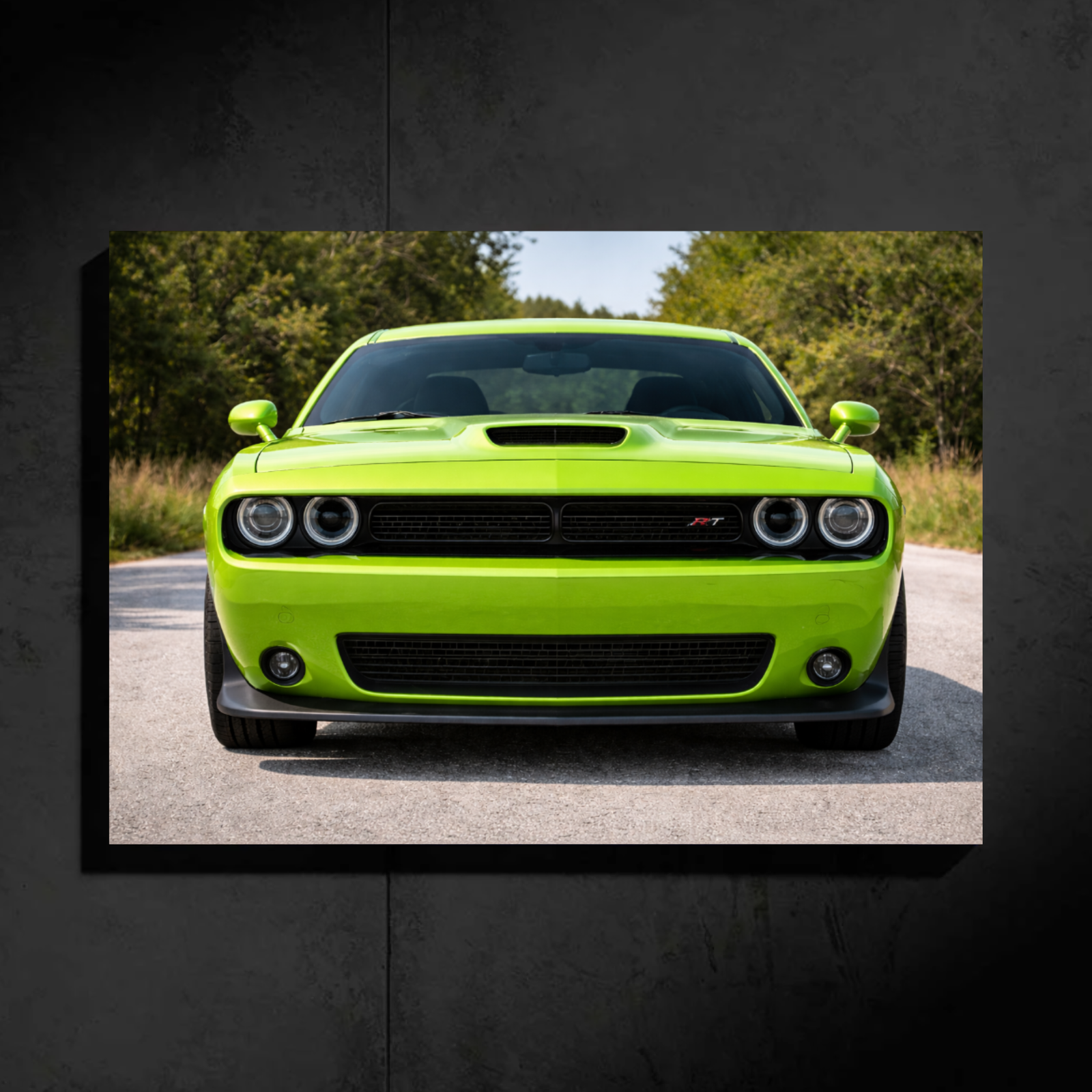 Dodge Charger LED Car Wall Art — Ready-Made Design (Lime Green)