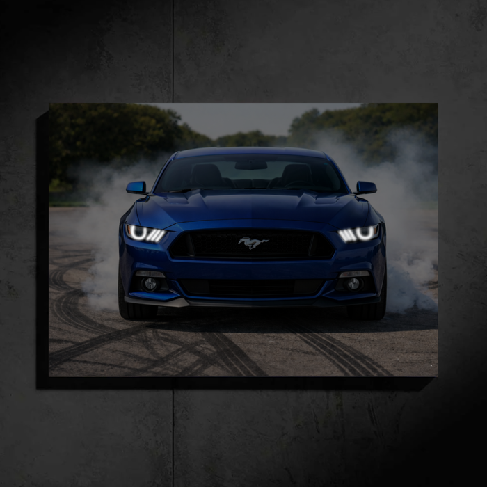 Ford Mustang LED Car Wall Art — Ready-Made Design (Blue)
