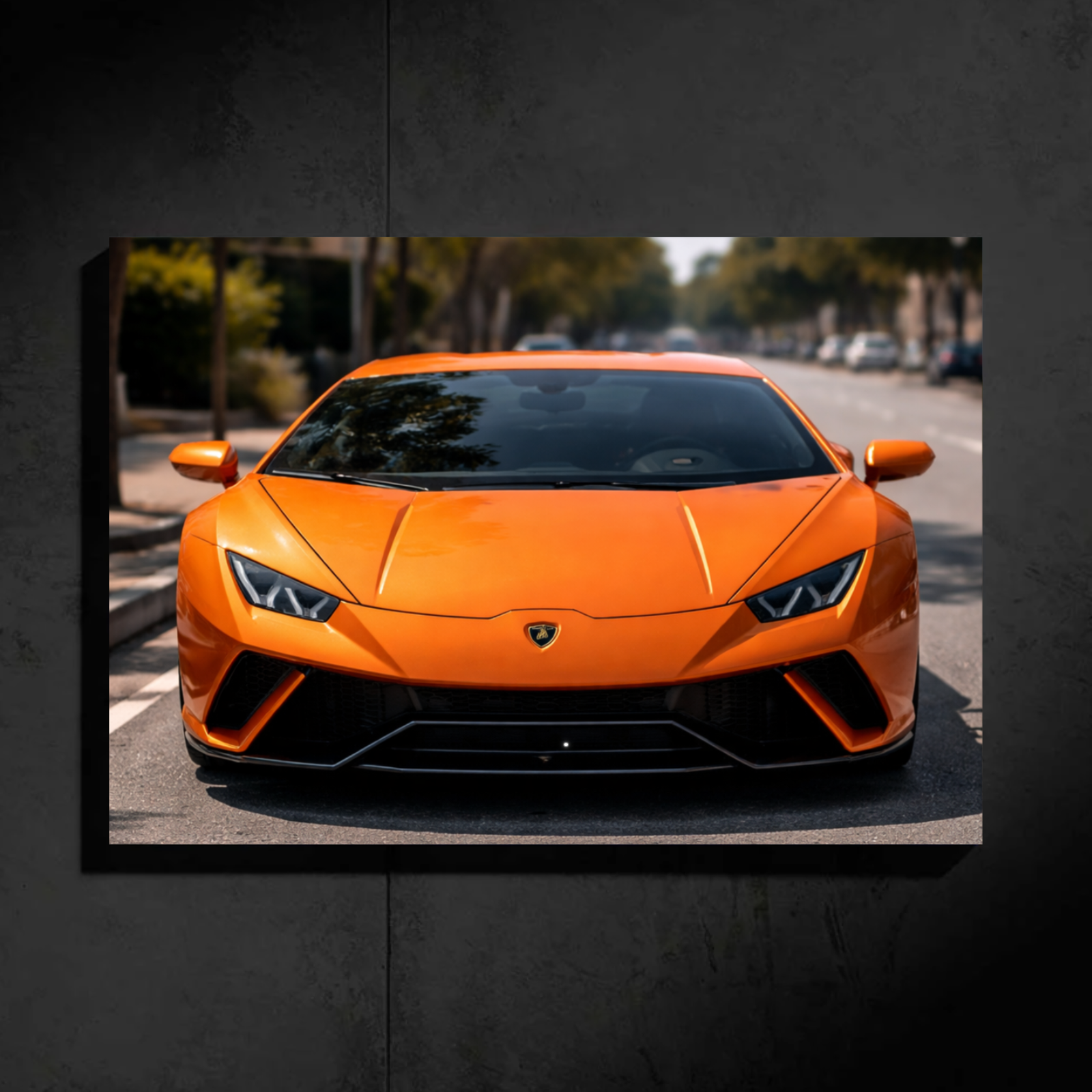 Lamborghini Huracan LED Car Wall Art — Ready-Made Design (Orange)