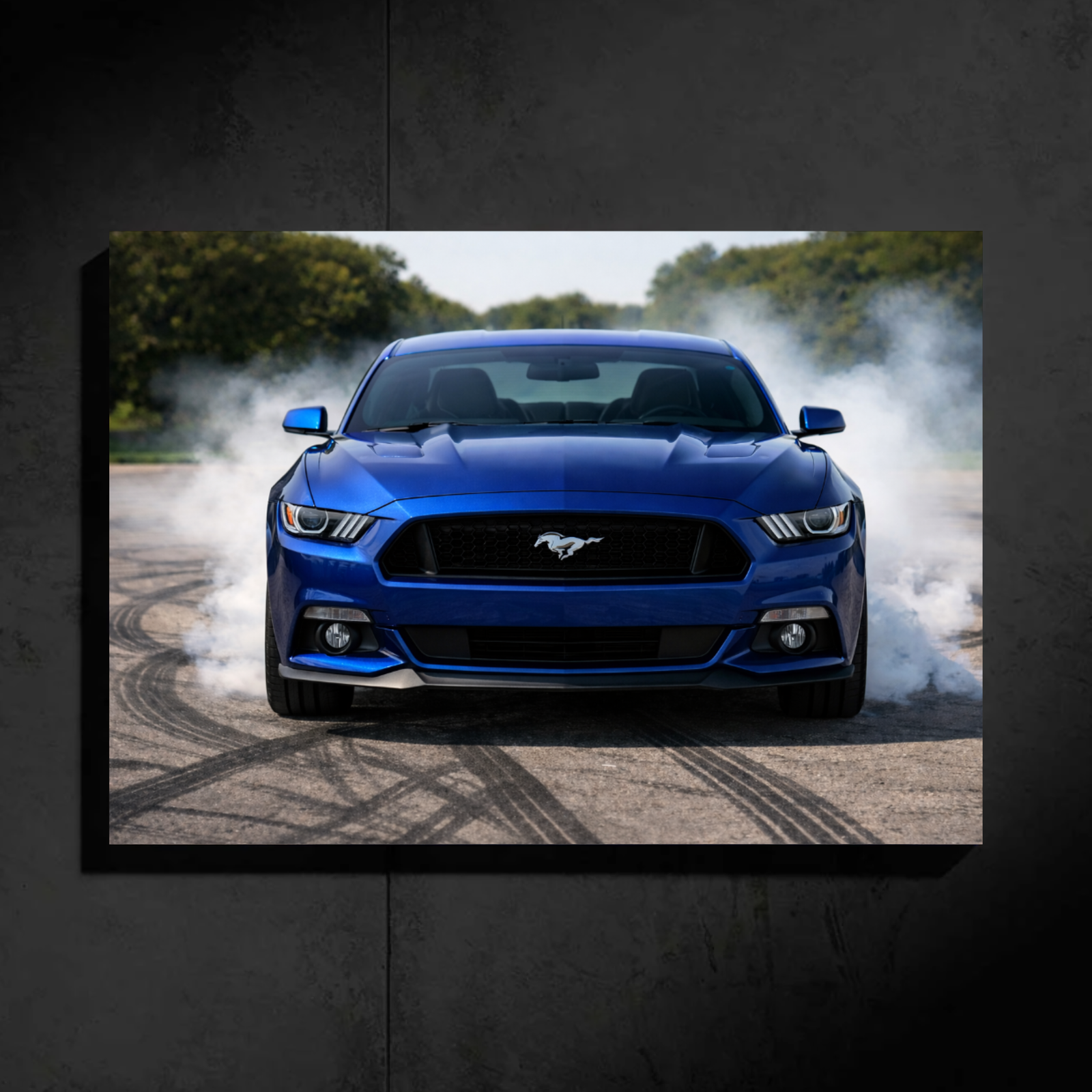 Ford Mustang LED Car Wall Art — Ready-Made Design (Blue)