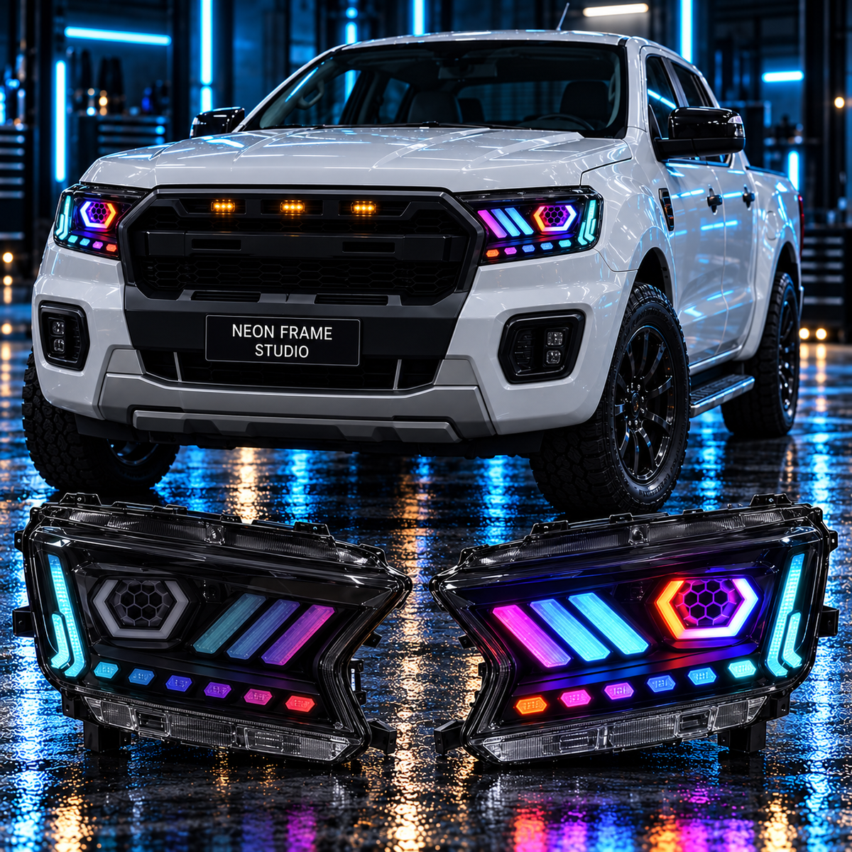 Ford Ranger 2015-2021 Aftermarket LED RGB Sequential Head Lights