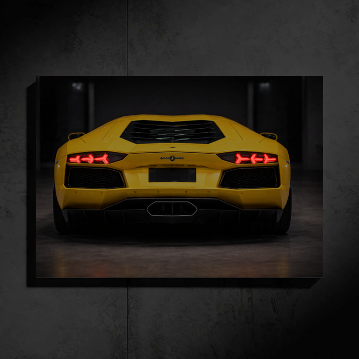 Lamborghini Aventador LED Car Wall Art — Ready-Made Design (Yellow)