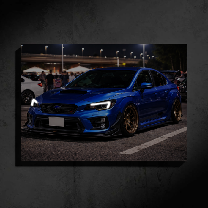 Subaru WRX STI LED Car Wall Art — Ready-Made Design (Blue)