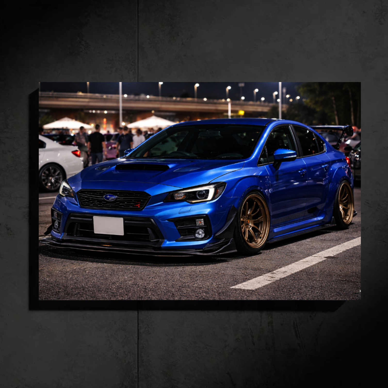 Subaru WRX STI LED Car Wall Art — Ready-Made Design (Blue)