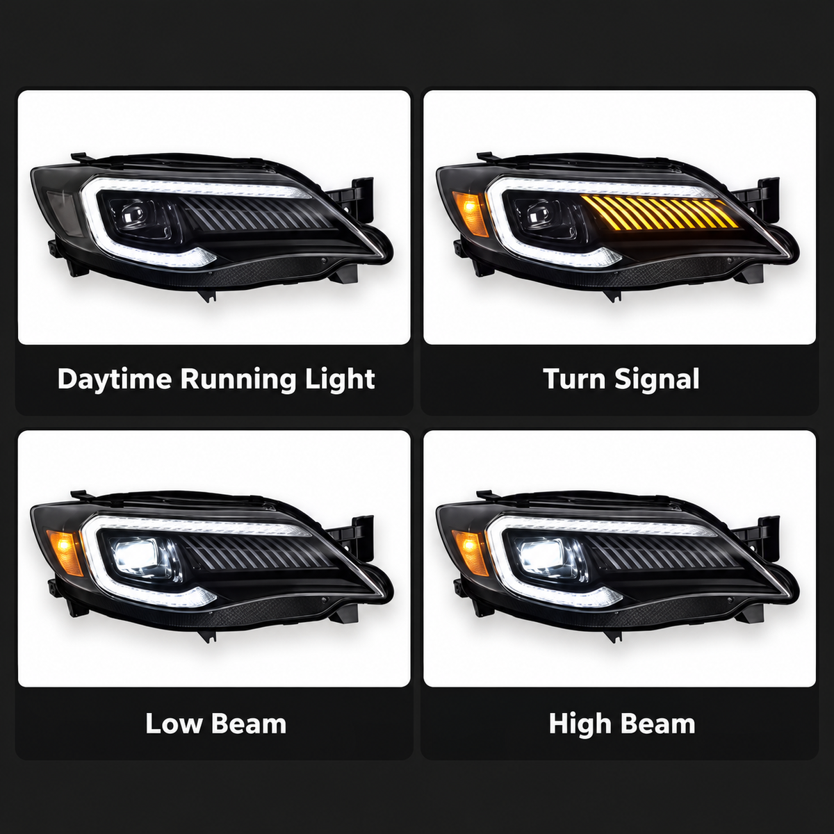 Subaru Impreza WRX 2008-2014 Aftermarket LED Sequential Head Lights