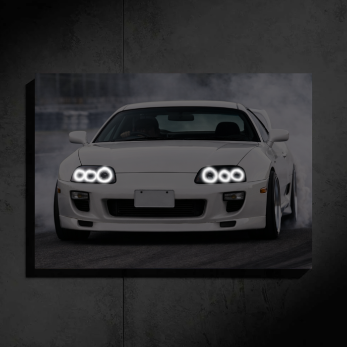 Toyota Supra MK4 LED Car Wall Art — Ready-Made Design (White)