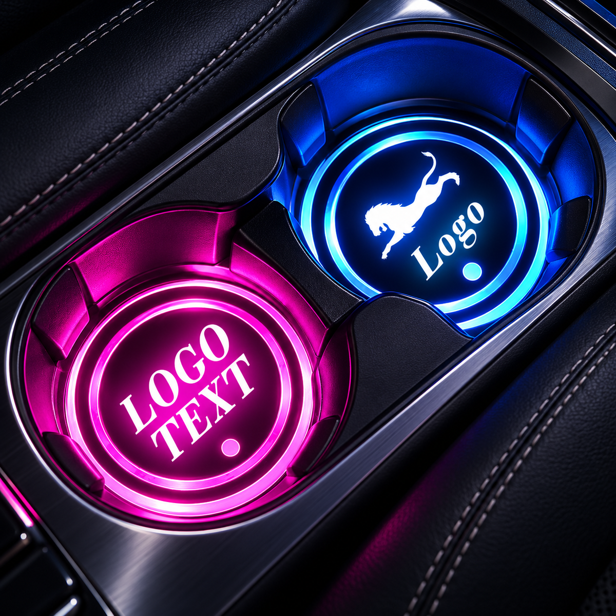 Custom LED RGB Car Cup Holders Coaster Insert Pucks