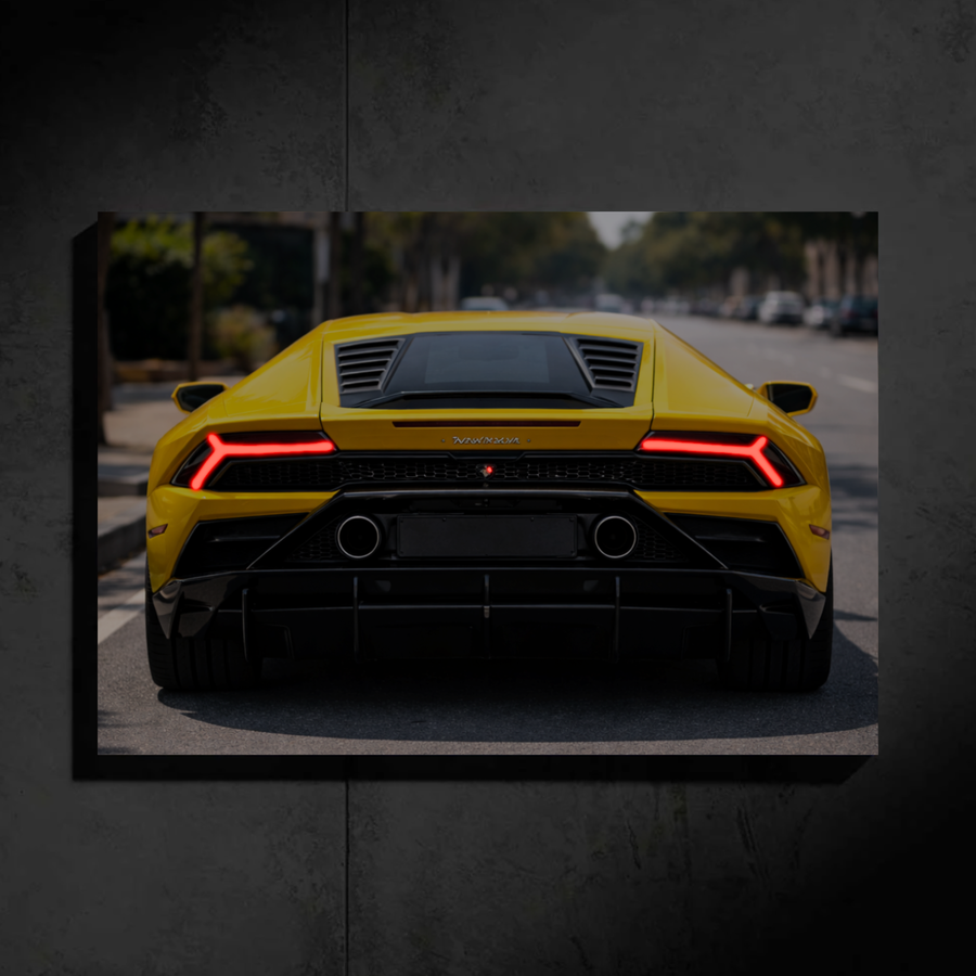 Lamborghini Huracan LED Car Wall Art — Ready-Made Design (Yellow)