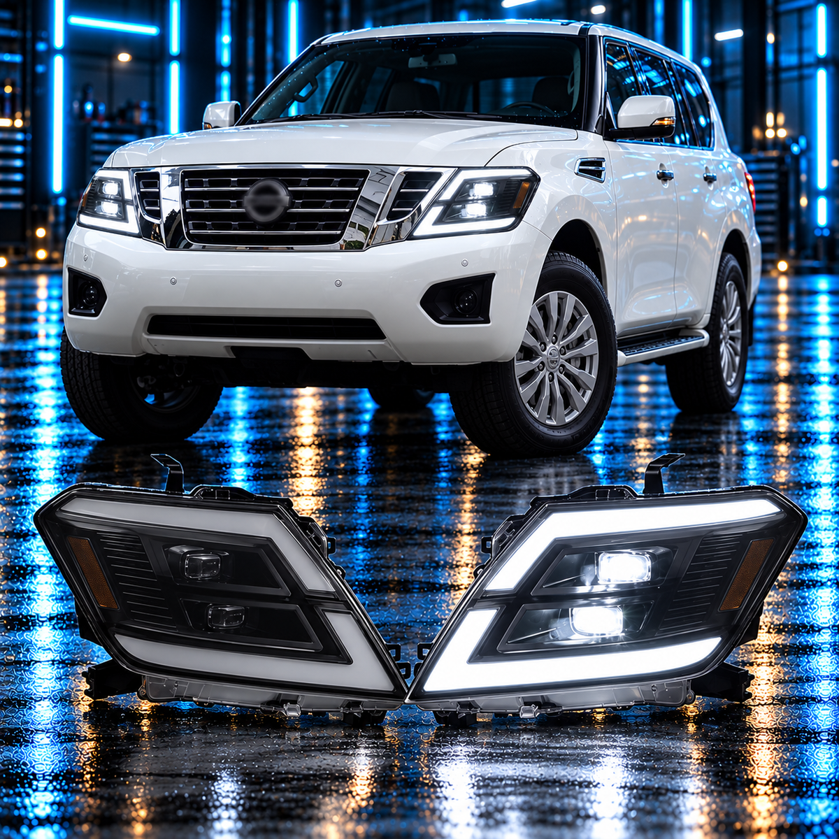 Nissan Patrol 2012-2019 Aftermarket LED Sequential Head Lights