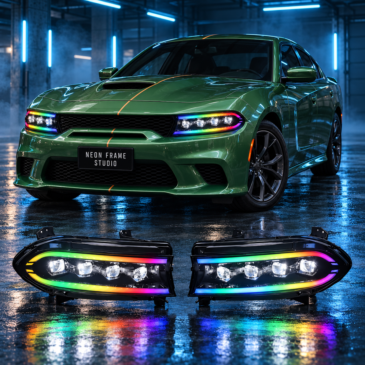 Dodge Charger 2015-2021 Aftermarket LED RGB Sequential Projector Head Lights