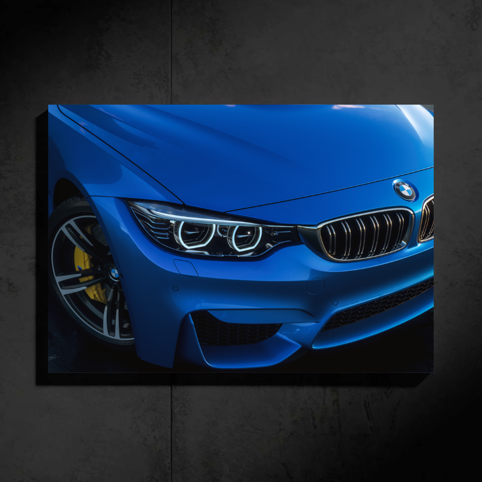 BMW M4 LED Car Wall Art — Ready-Made Design (Blue)