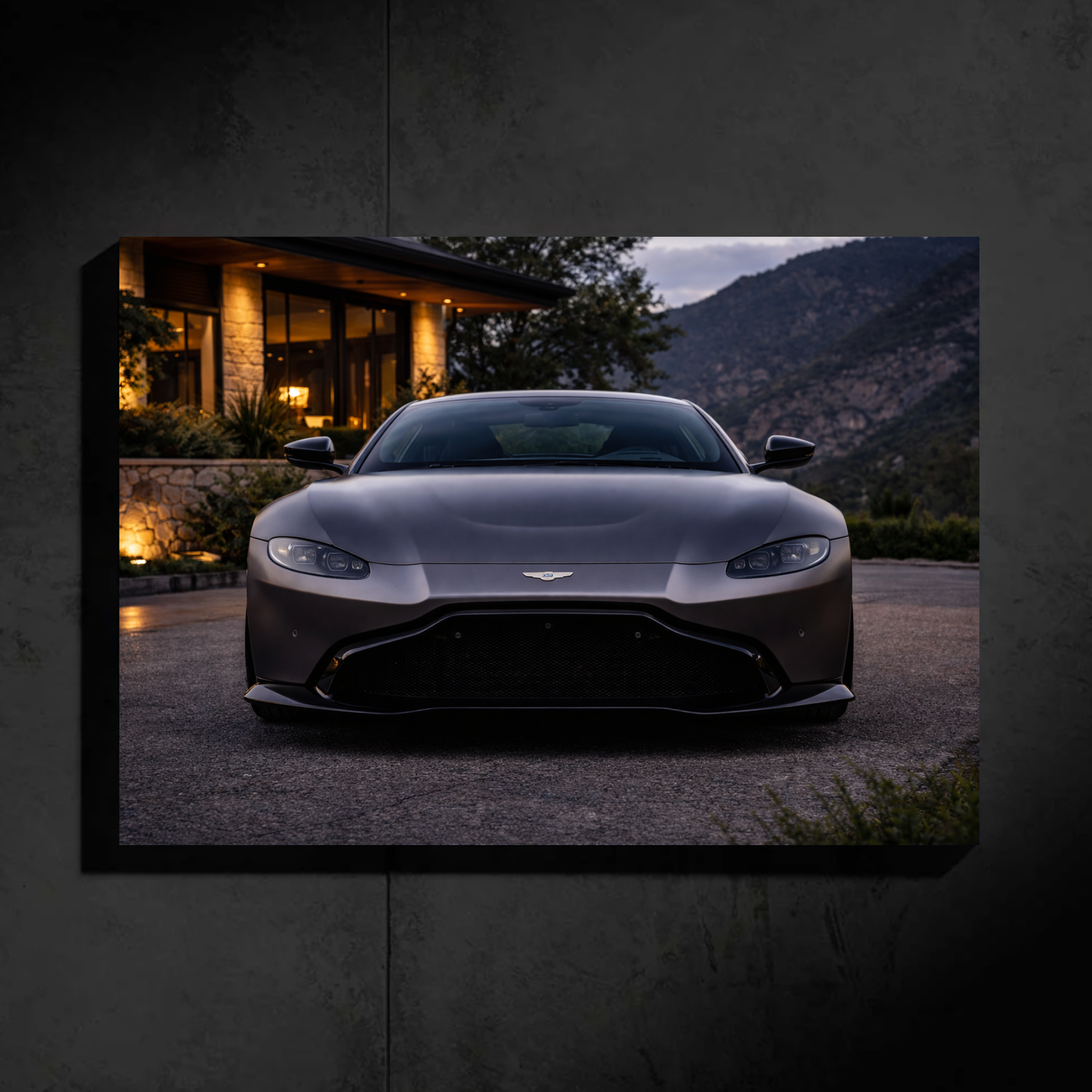 Aston Martin Vintage LED Car Wall Art — Ready-Made Design (Grey)