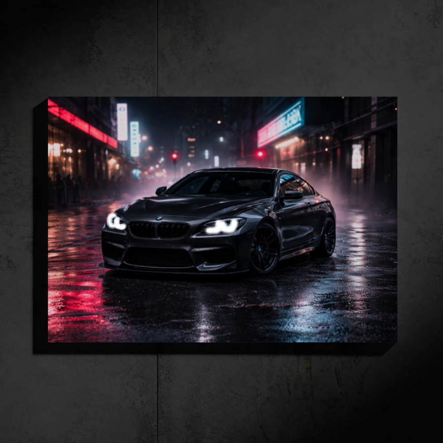 BMW M6 LED Car Wall Art — Ready-Made Design (Black)