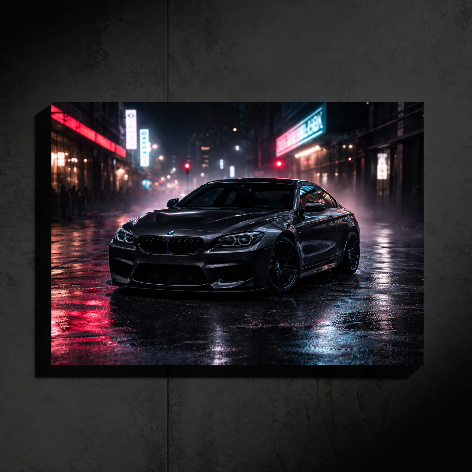 BMW M6 LED Car Wall Art — Ready-Made Design (Black)