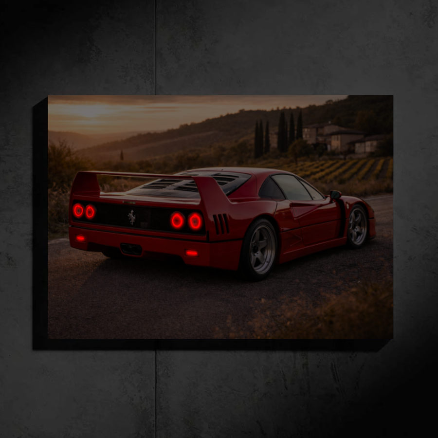 Ferrari F40 LED Car Wall Art — Ready-Made Design (Red)