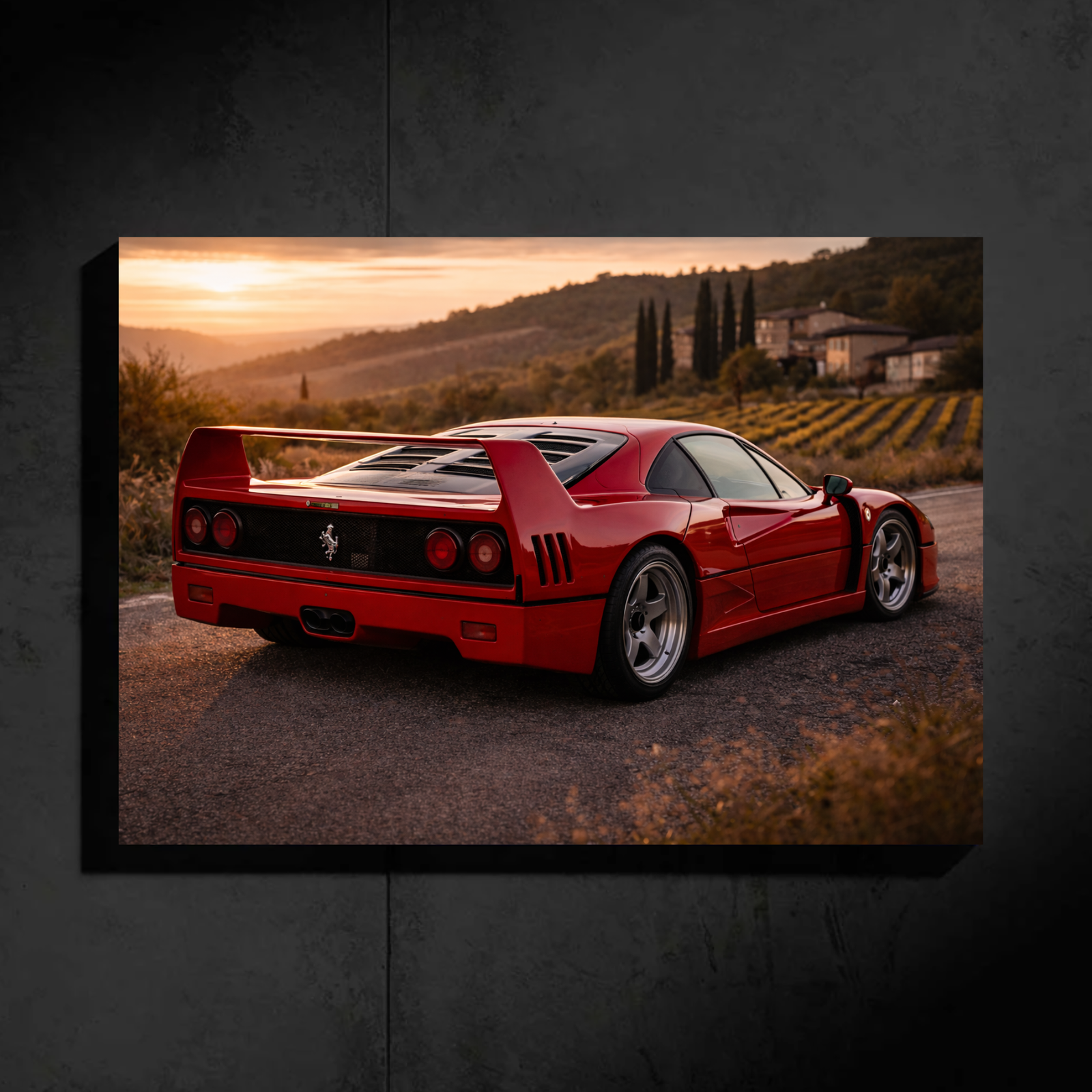 Ferrari F40 LED Car Wall Art — Ready-Made Design (Red)