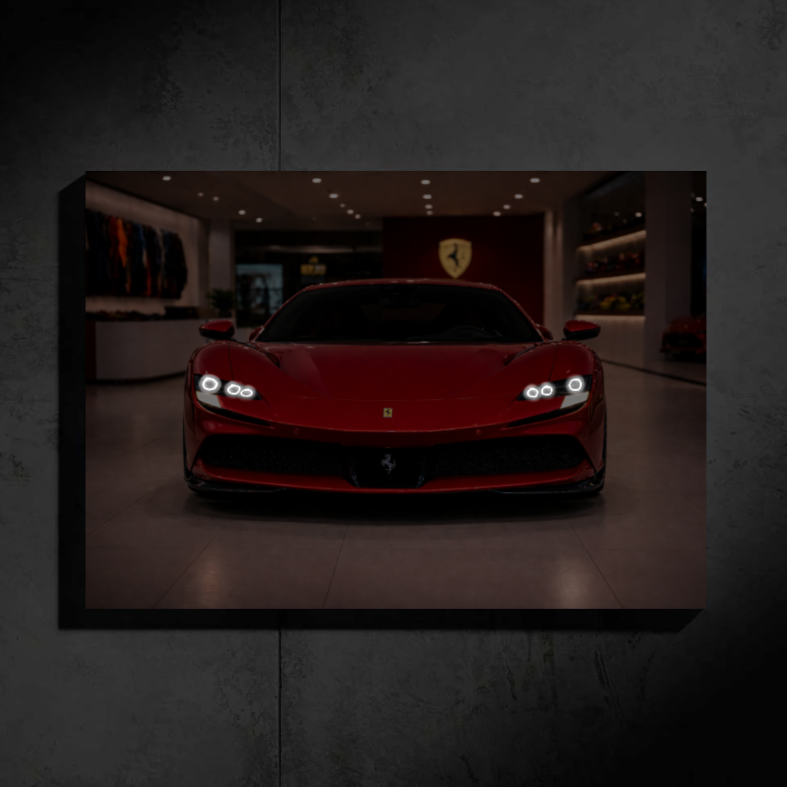 Ferrari SF90 LED Car Wall Art — Ready-Made Design (Red)