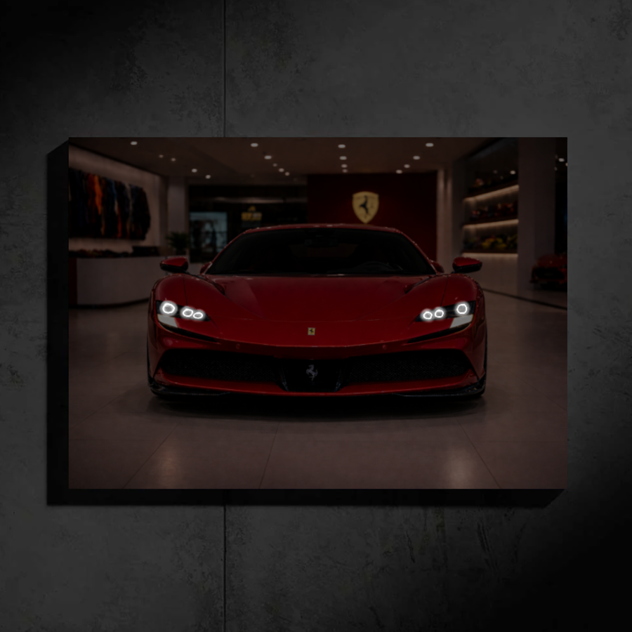 Ferrari SF90 LED Car Wall Art — Ready-Made Design (Red)