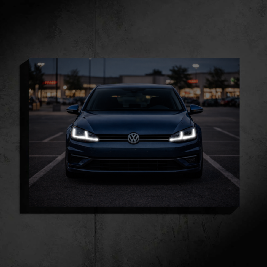 Volkswagen Golf LED Car Wall Art — Ready-Made Design (Blue)