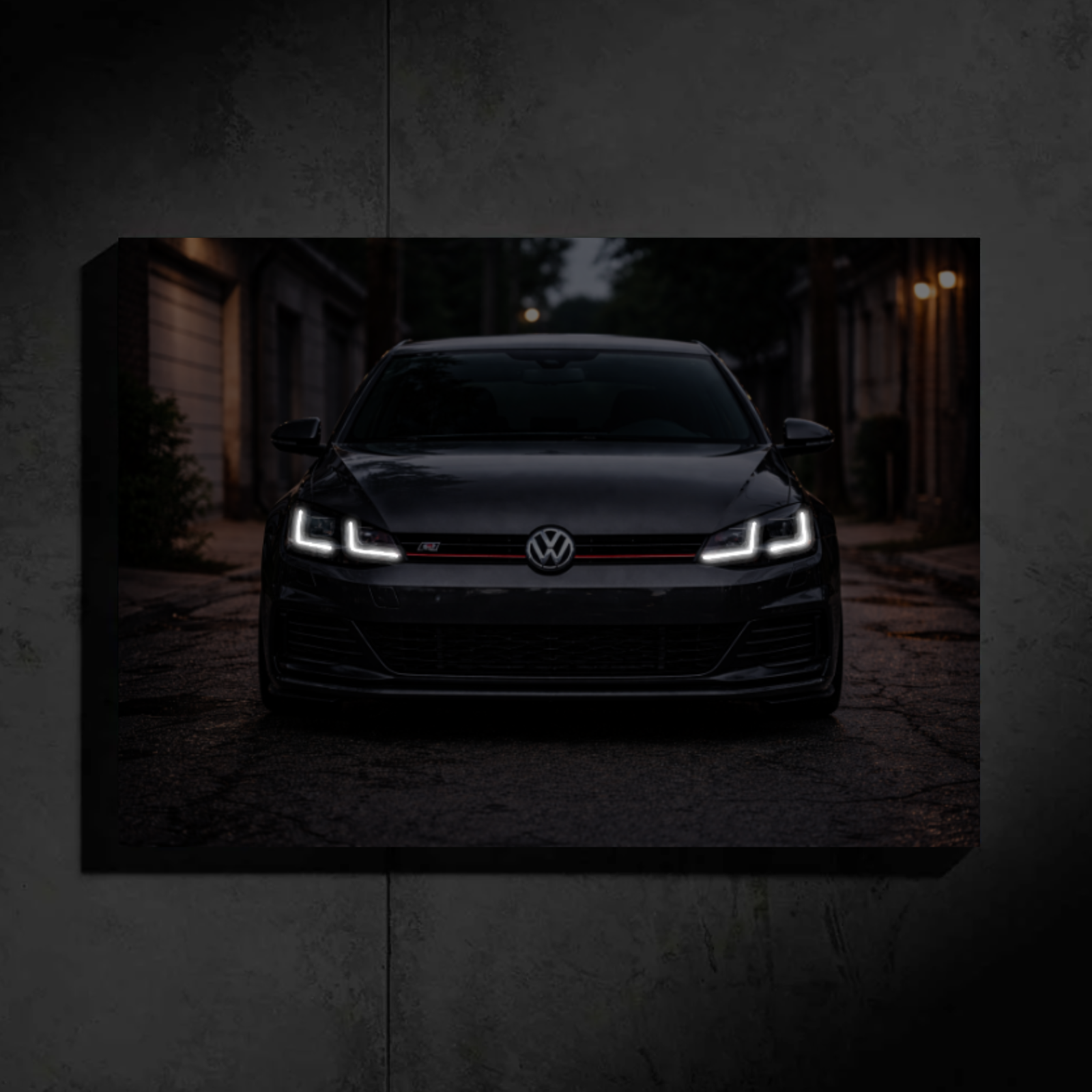 Volkswagen Golf GTI LED Car Wall Art — Ready-Made Design (Gray)