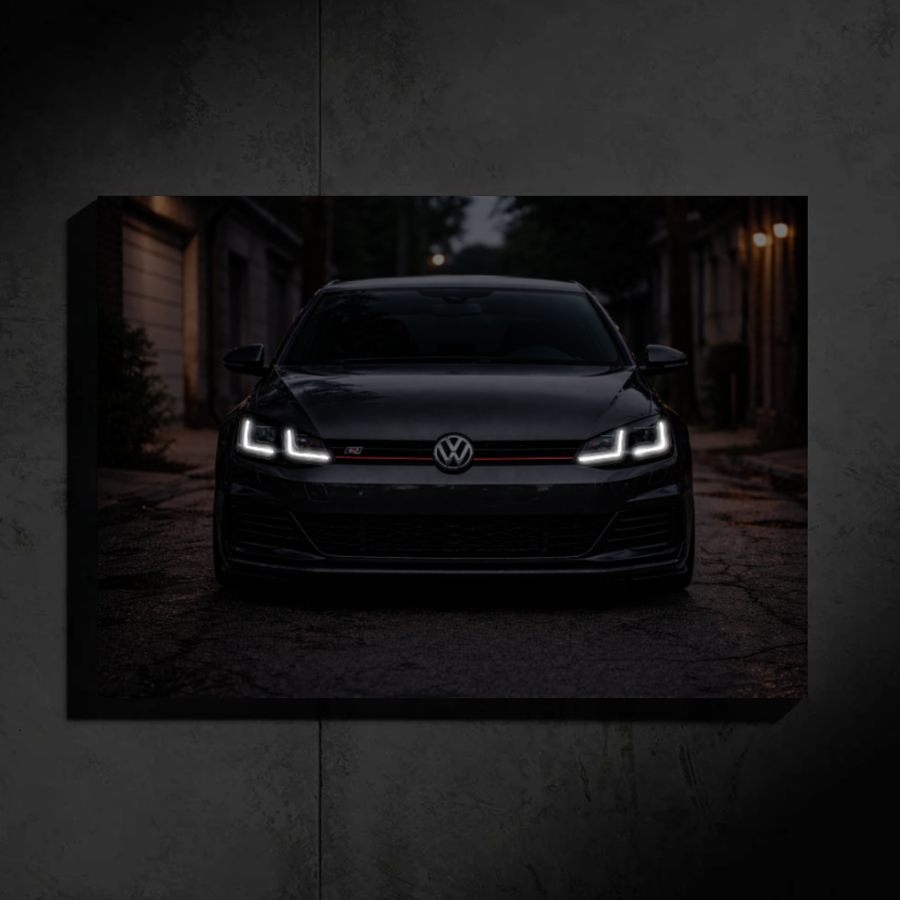 Volkswagen Golf GTI LED Car Wall Art — Ready-Made Design (Gray)