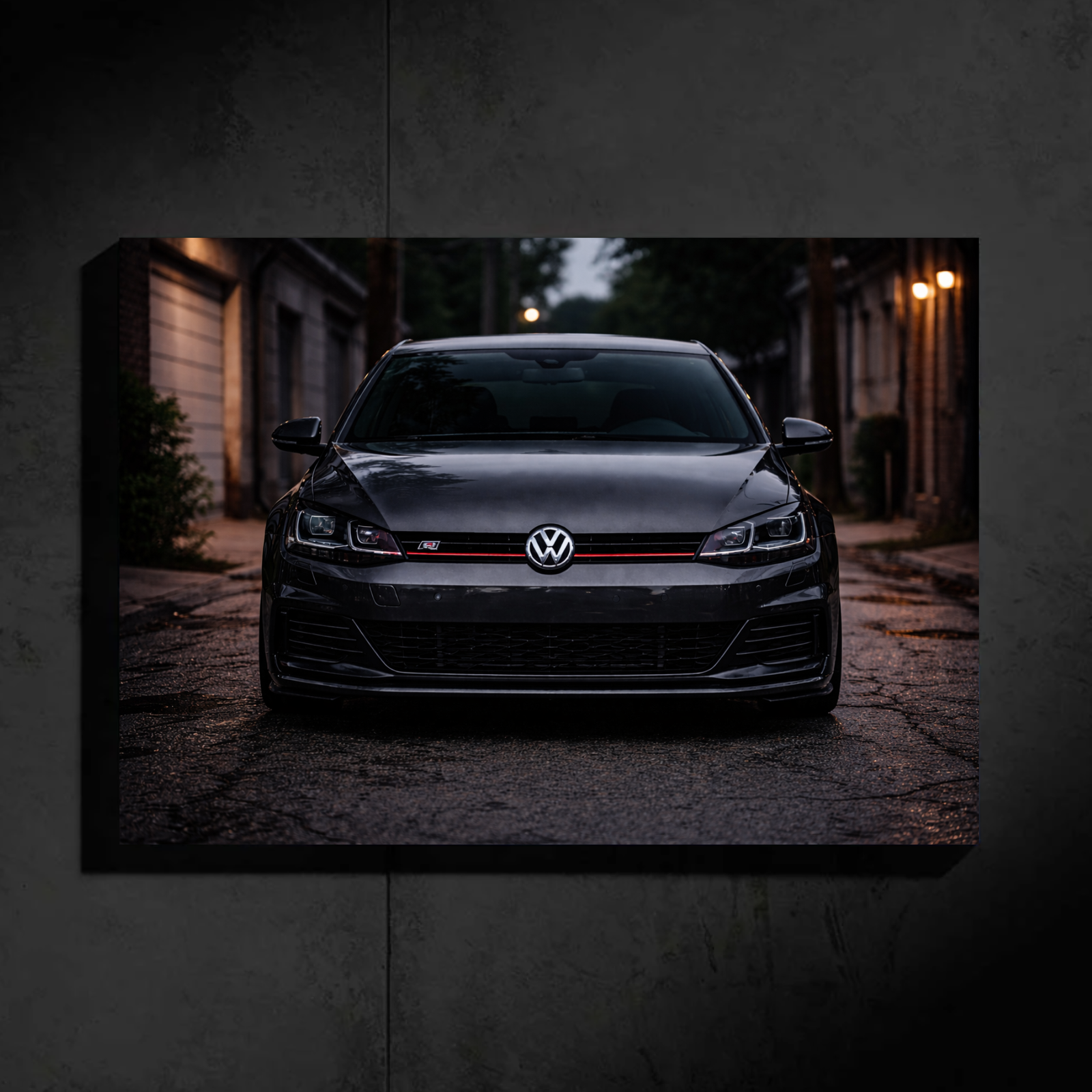 Volkswagen Golf GTI LED Car Wall Art — Ready-Made Design (Gray)