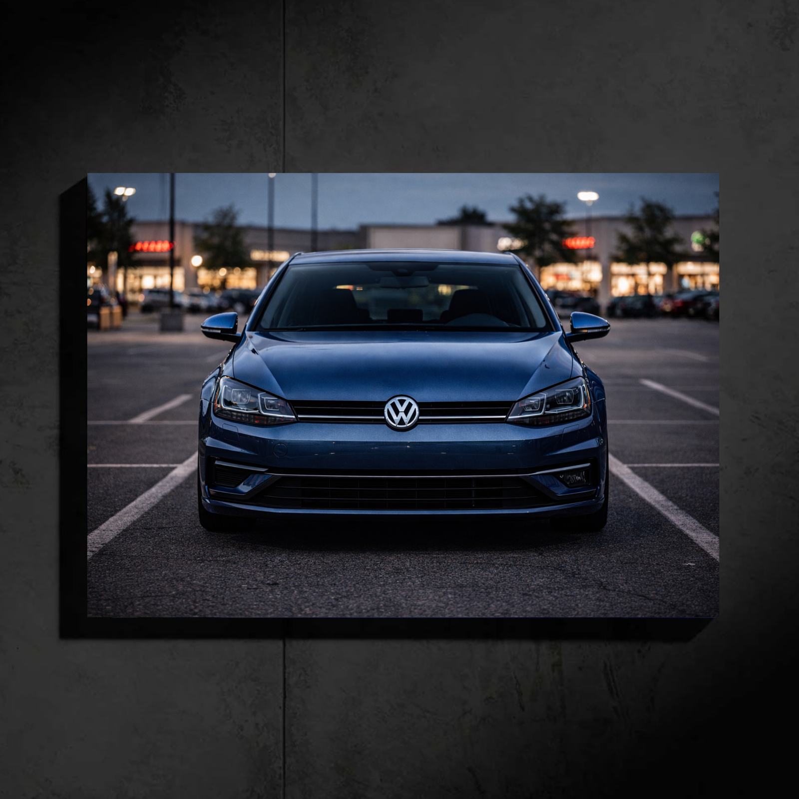 Volkswagen Golf LED Car Wall Art — Ready-Made Design (Blue)
