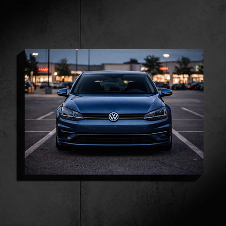 Volkswagen Golf LED Car Wall Art — Ready-Made Design (Blue)