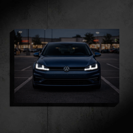 Volkswagen Golf LED Car Wall Art — Ready-Made Design (Blue)