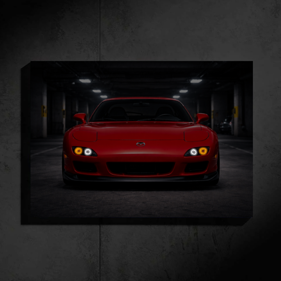 Mazda RX7 LED Car Wall Art — Ready-Made Design (Red)