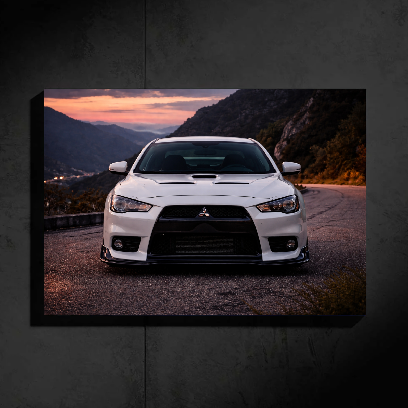 Mitsubishi Lancer LED Car Wall Art — Ready-Made Design (White)