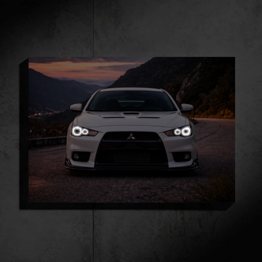 Mitsubishi Lancer LED Car Wall Art — Ready-Made Design (White)