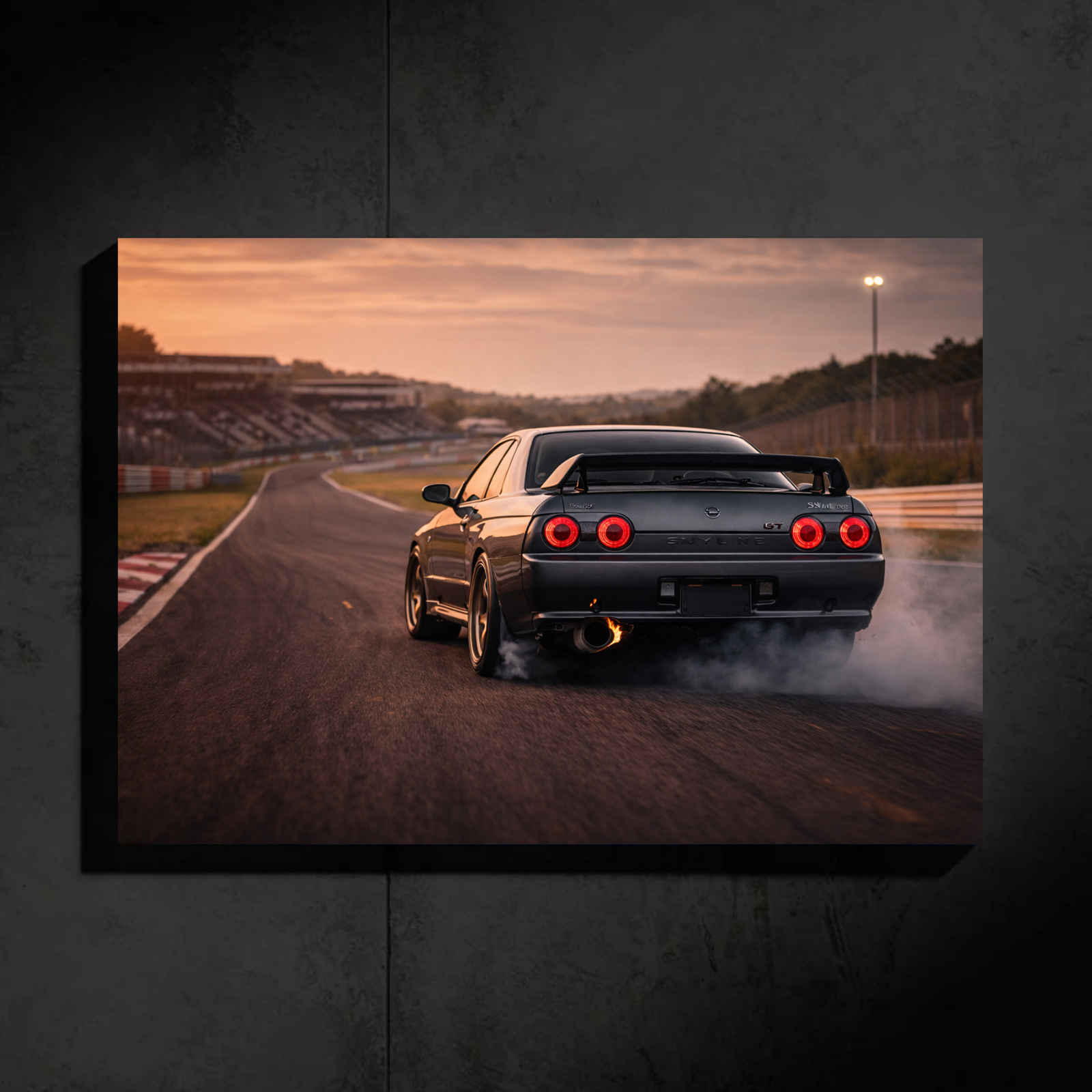 Nissan GT-R R32 LED Car Wall Art — Ready-Made Design (Silver)
