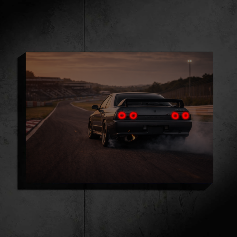 Nissan GT-R R32 LED Car Wall Art — Ready-Made Design (Silver)