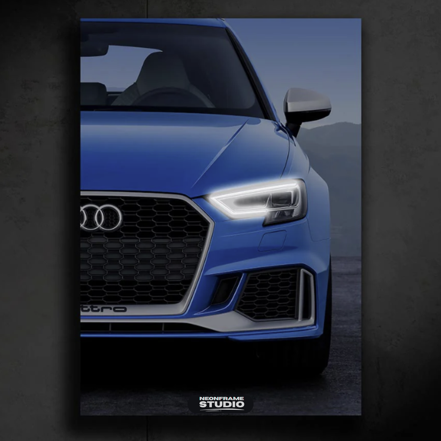 Audi RS3 LED Car Wall Art — Ready-Made Design (Ara Blue)
