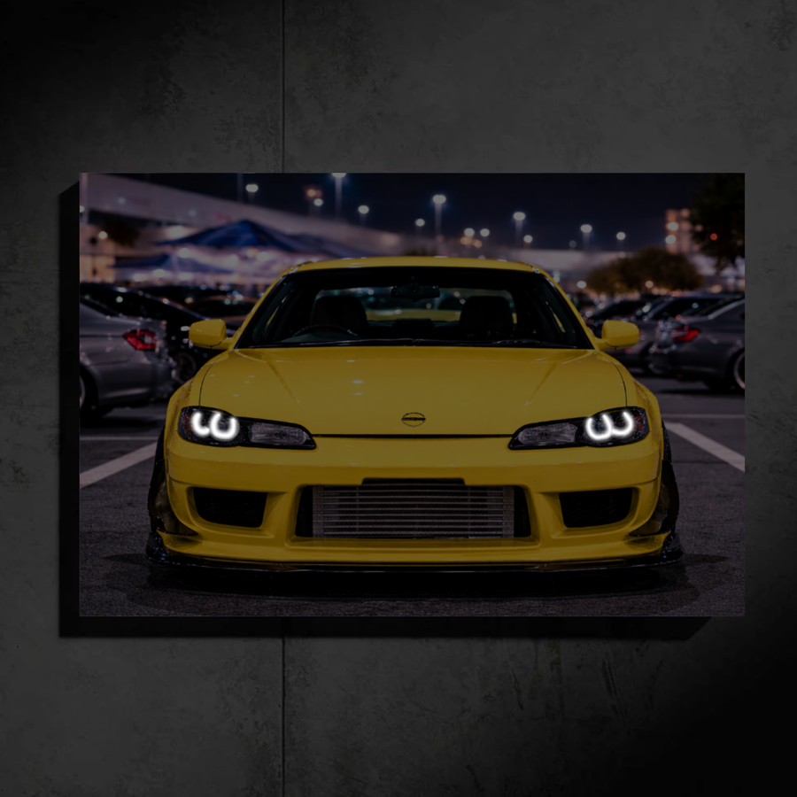 Nissan Silvia S15 LED Car Wall Art — Ready-Made Design (Yellow)