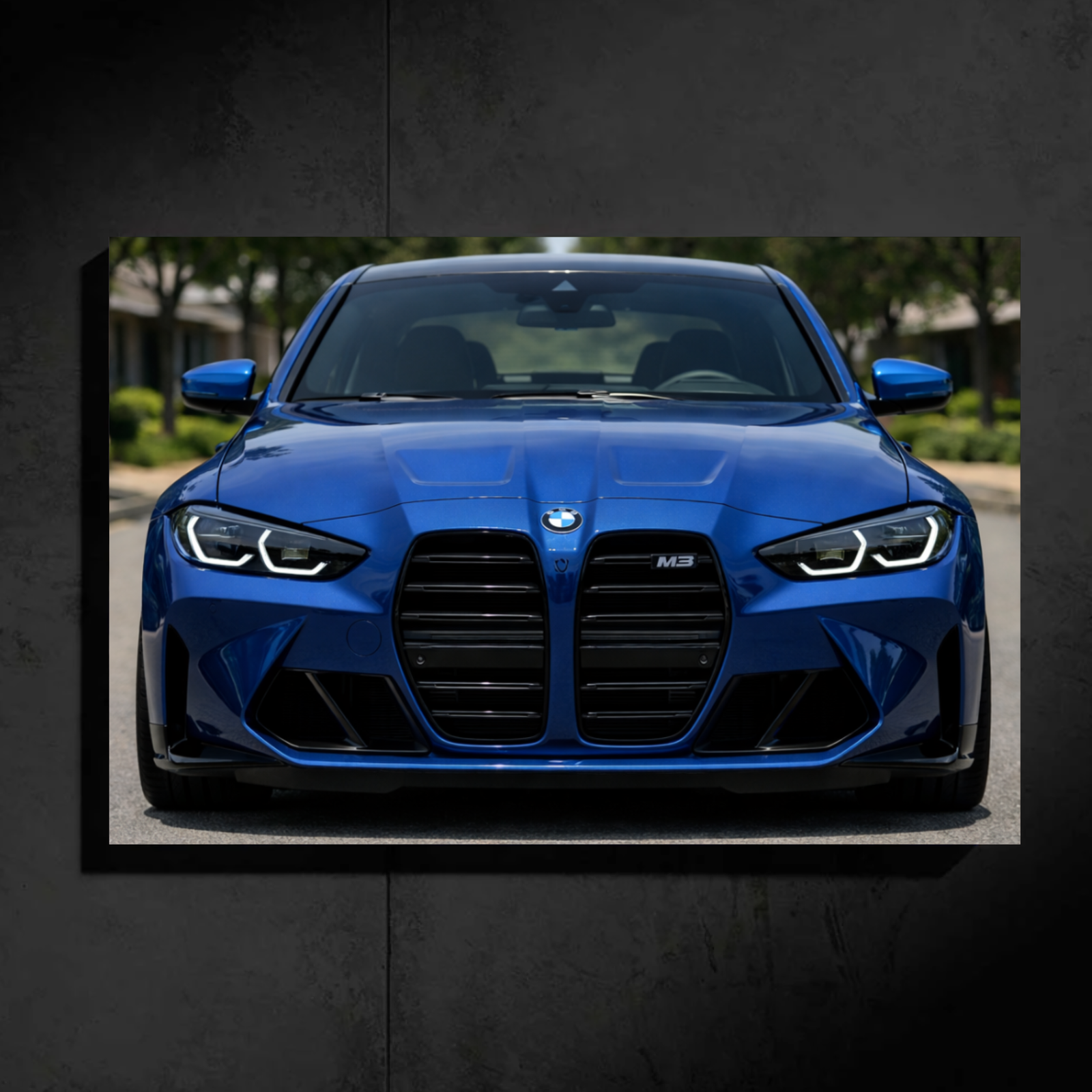 BMW M3 LED Car Wall Art — Ready-Made Design (Blue)