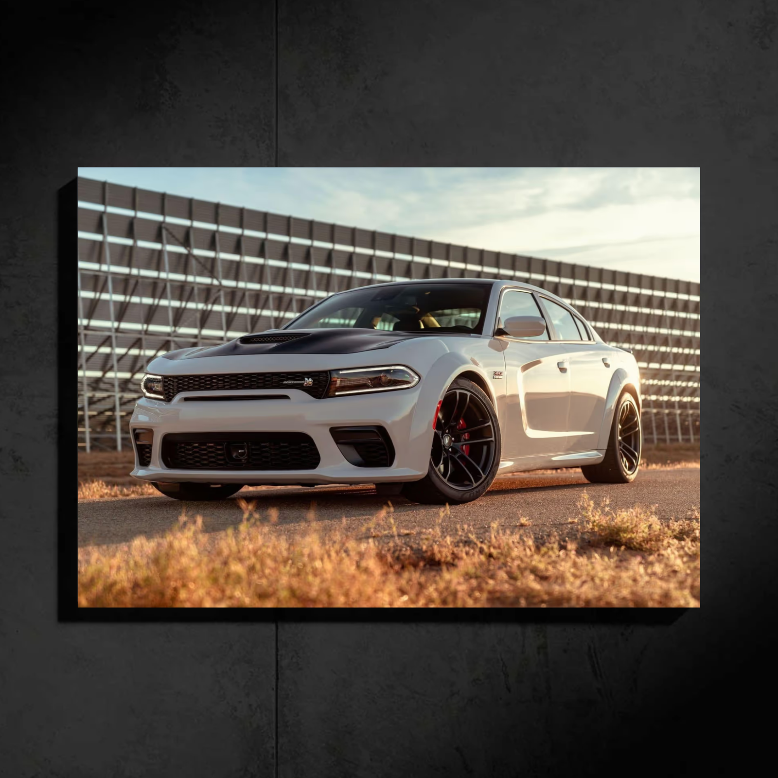 Dodge Charger Scat Pack LED Car Wall Art — Ready-Made Design (White)