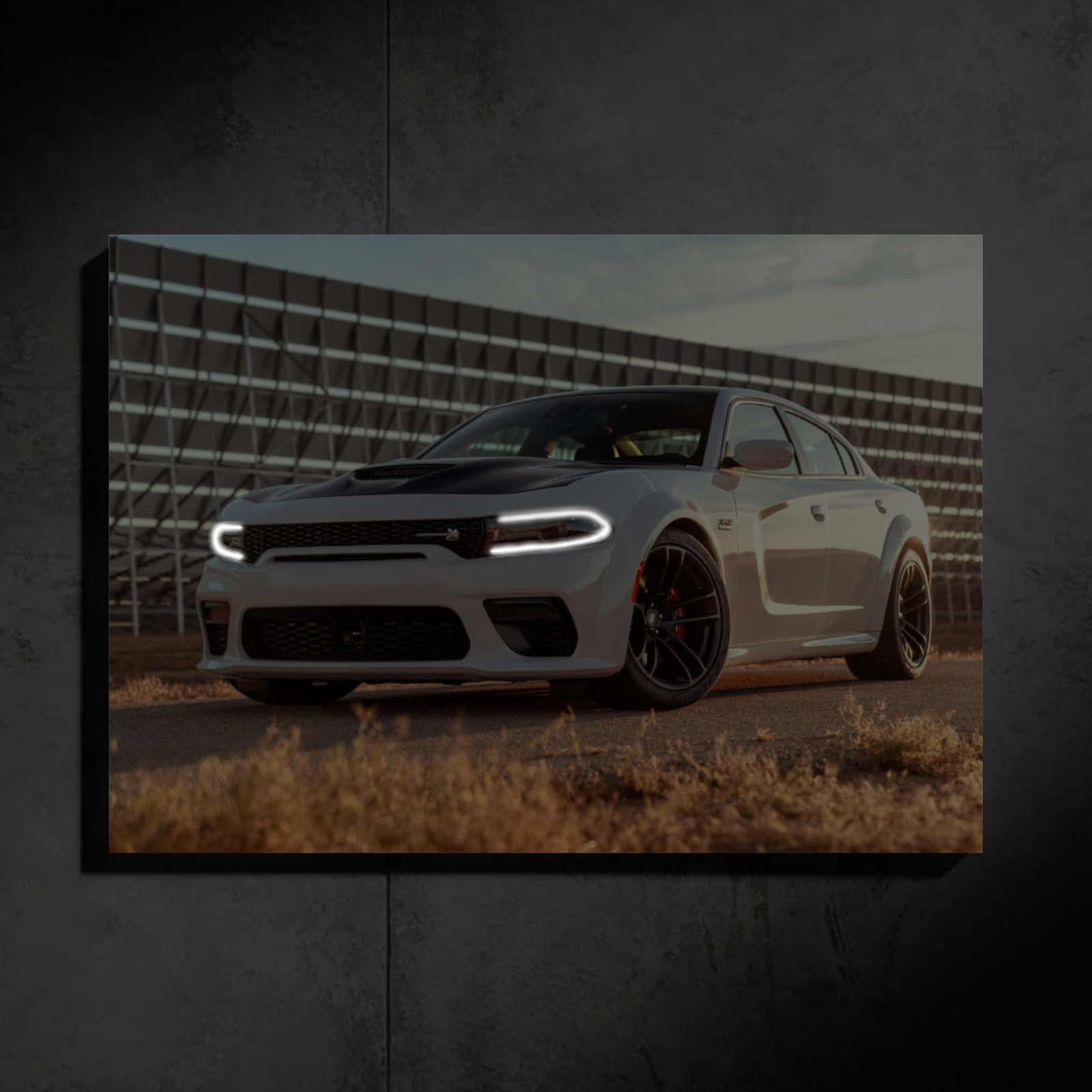 Dodge Charger Scat Pack LED Car Wall Art — Ready-Made Design (White)