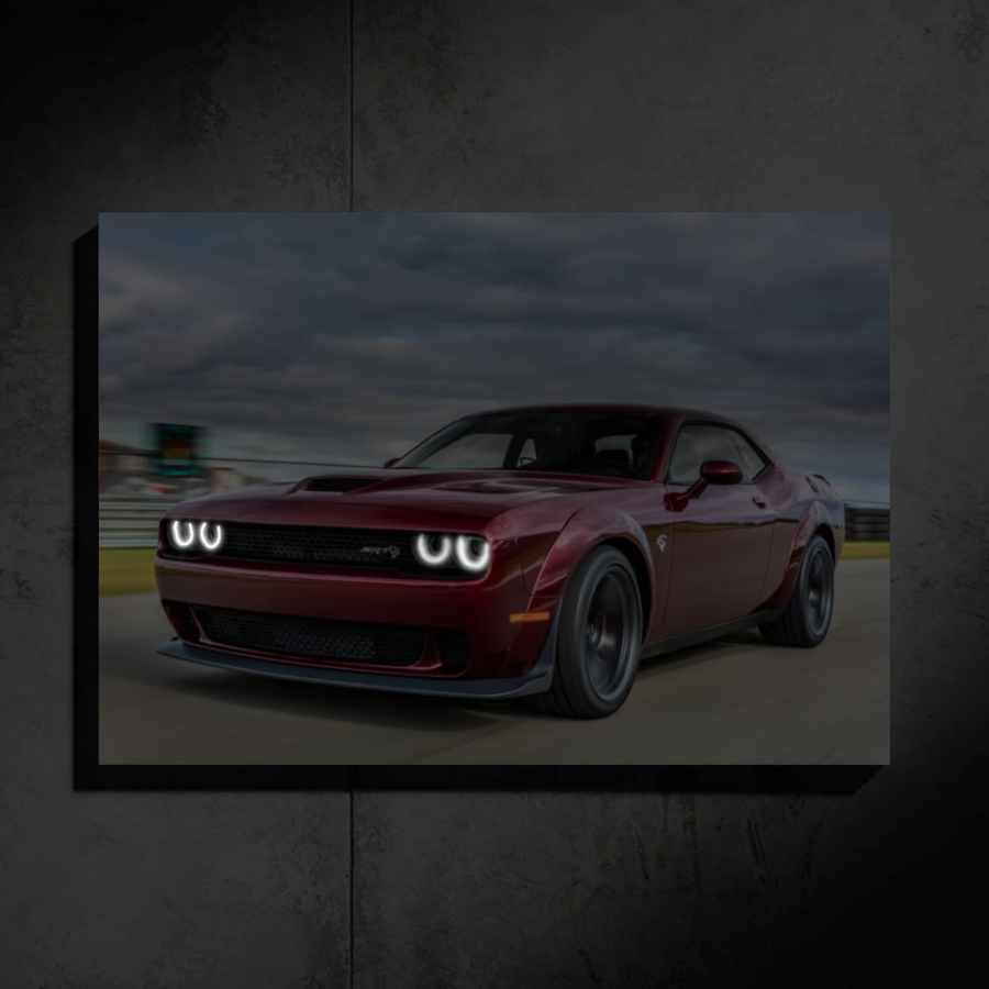 Dodge Challenger LED Car Wall Art — Ready-Made Design (Red)